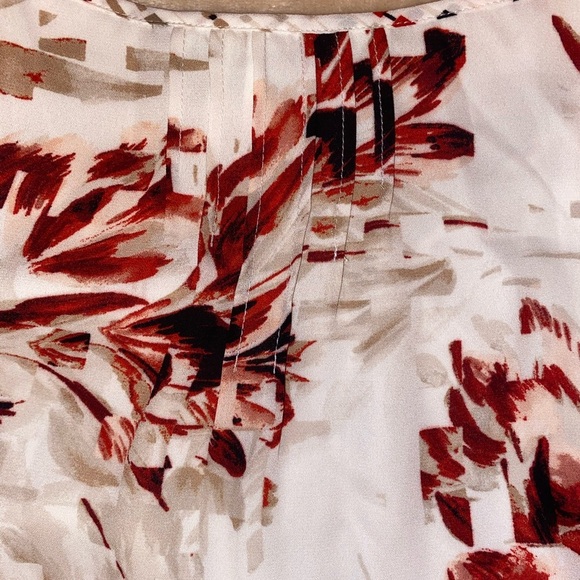 White House/Black Market Floral Cold Shoulder Midi Dress Off WHT/BUR Size 4 - Picture 10 of 11